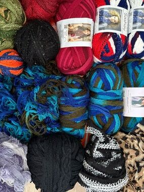 Assorted Mixed Yarn Bundle in Blue, Teal, Black & Magenta